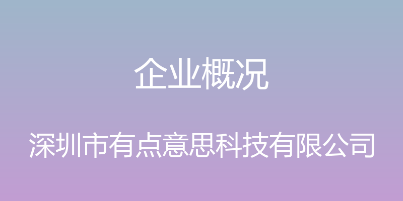 企业概况 - 深圳市有点意思科技有限公司